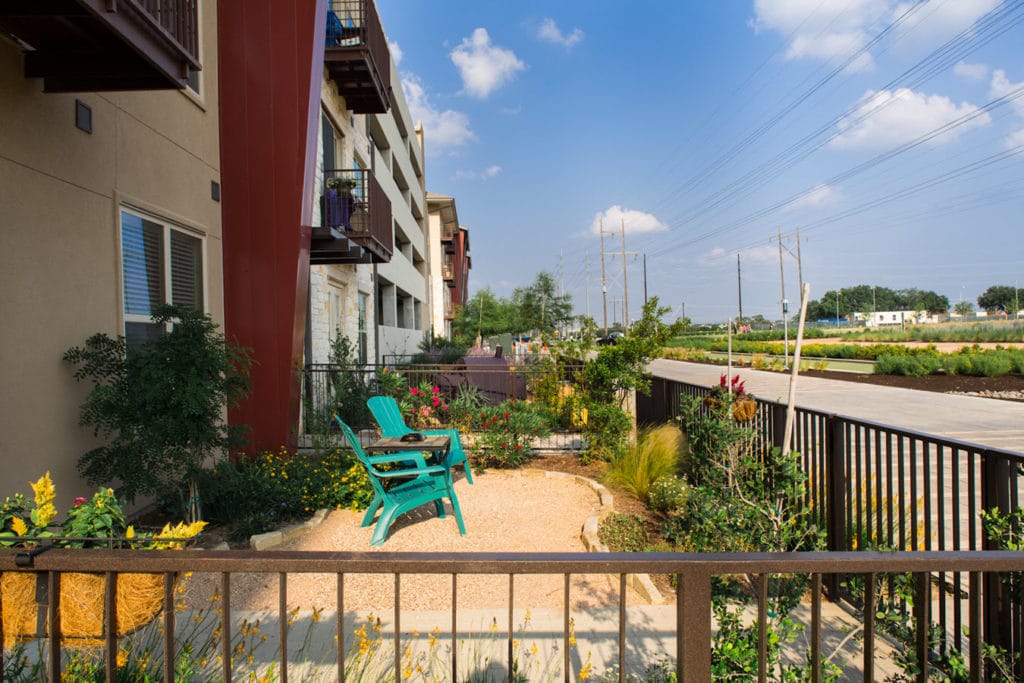 The lawns of the 1st floor IMT apartment residents.